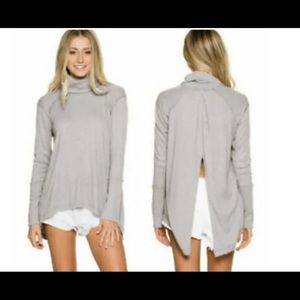 We the Free cowl neck split back long sleeve